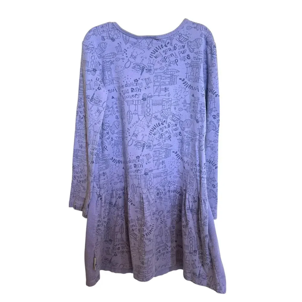 5/$65 naartjie Girls Dress Sz XXL 8 Lavender‎ Corduroy Drawing Raindrops Knit